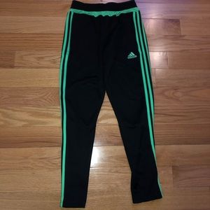 Green and Black Adidas Pants